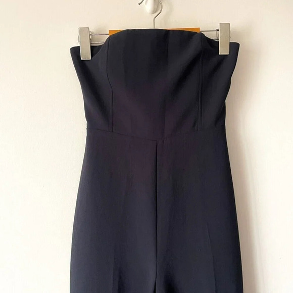 Aritzia Wilfred Endless Strapless Crepe Wide Leg Jumpsuit in Dark Navy Size 00 - Picture 5 of 9